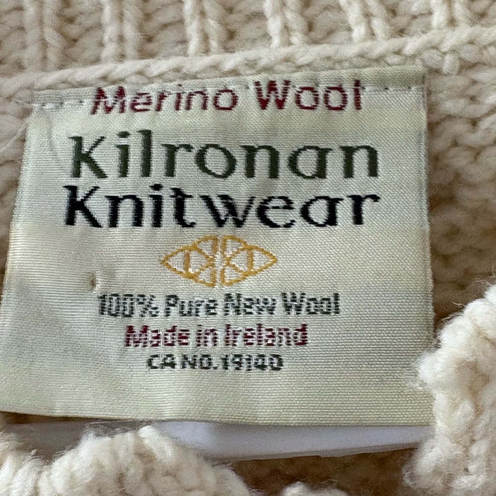 Kilronan Knitwear Merino Wool Cable Knit Cardigan‎ Sweater Ireland L - Picture 12 of 14